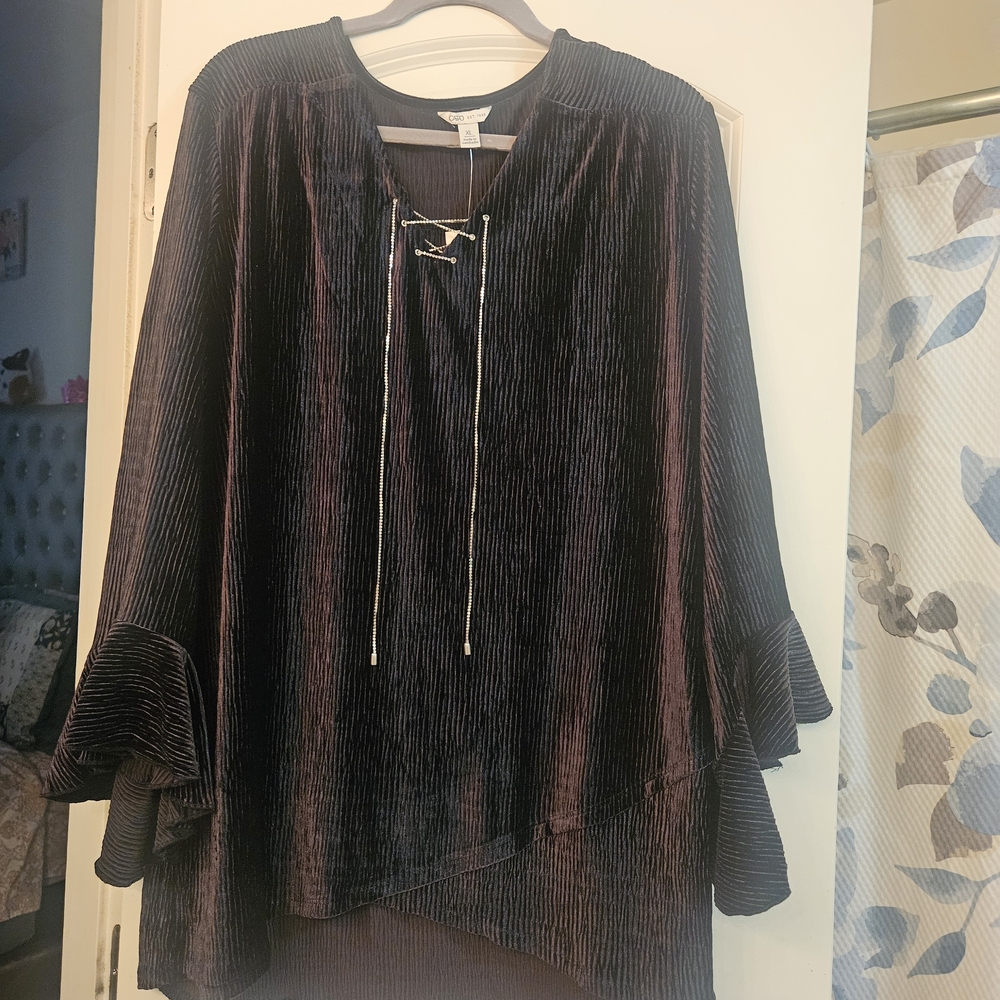 Cato Black Textured Top